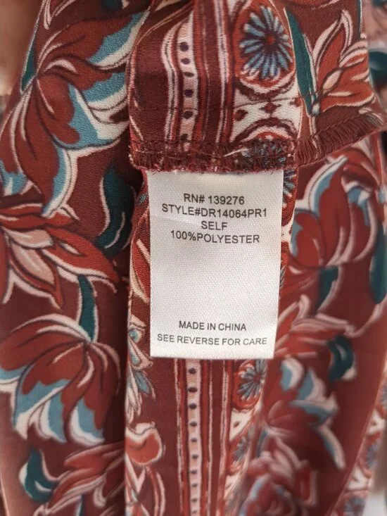 Med DR2 Floral Tunic / Blouse / Top with Button Long or Roll Up Sleeves - Picture 5 of 16